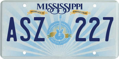 MS license plate ASZ227