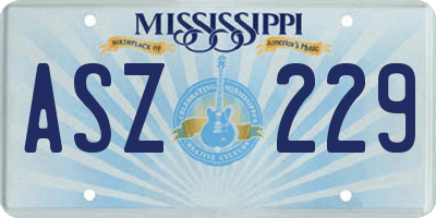 MS license plate ASZ229