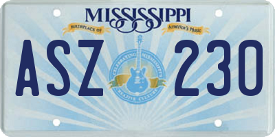 MS license plate ASZ230