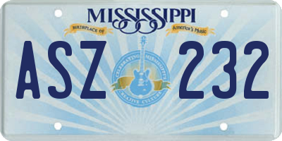 MS license plate ASZ232