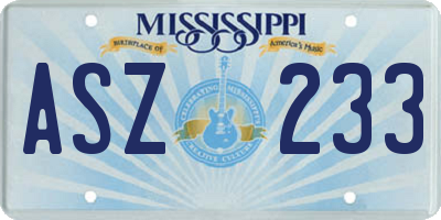MS license plate ASZ233