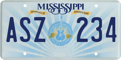 MS license plate ASZ234