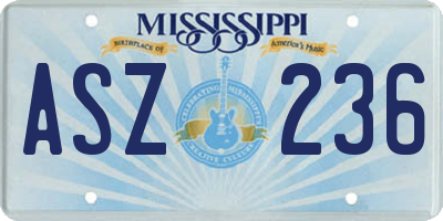 MS license plate ASZ236