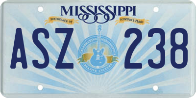 MS license plate ASZ238