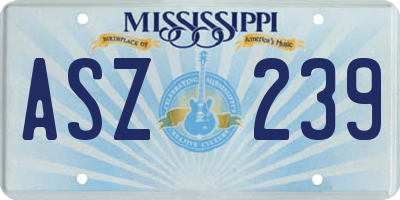 MS license plate ASZ239
