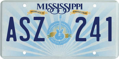 MS license plate ASZ241