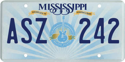 MS license plate ASZ242