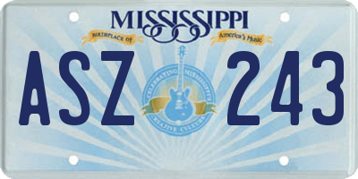 MS license plate ASZ243