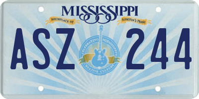 MS license plate ASZ244