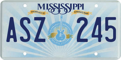 MS license plate ASZ245