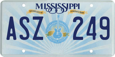 MS license plate ASZ249