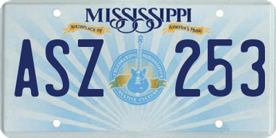 MS license plate ASZ253