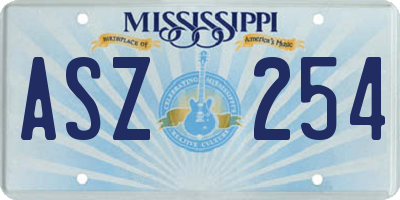 MS license plate ASZ254