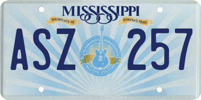 MS license plate ASZ257