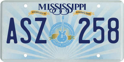 MS license plate ASZ258