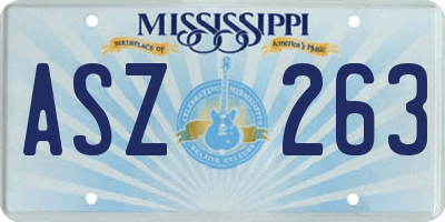 MS license plate ASZ263