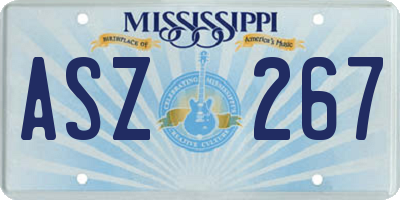 MS license plate ASZ267
