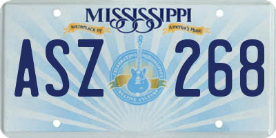 MS license plate ASZ268