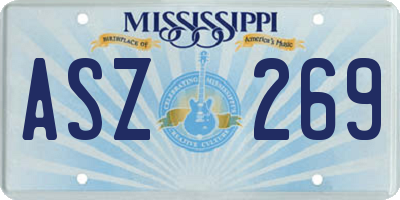 MS license plate ASZ269