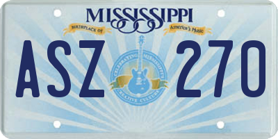 MS license plate ASZ270