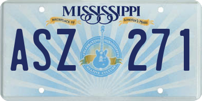 MS license plate ASZ271