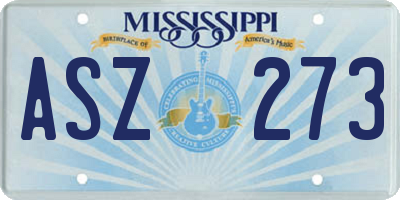 MS license plate ASZ273