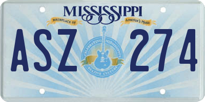 MS license plate ASZ274