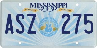 MS license plate ASZ275