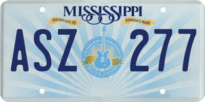 MS license plate ASZ277