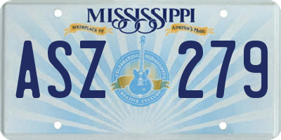 MS license plate ASZ279