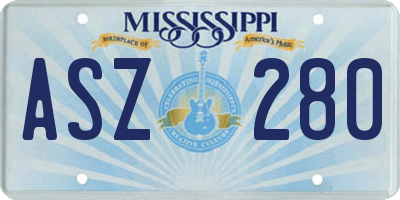 MS license plate ASZ280