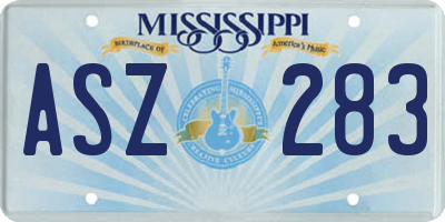 MS license plate ASZ283