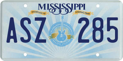 MS license plate ASZ285