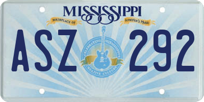 MS license plate ASZ292