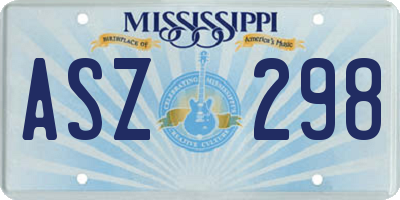 MS license plate ASZ298