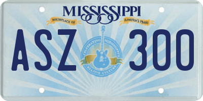 MS license plate ASZ300