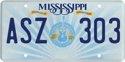 MS license plate ASZ303