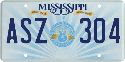 MS license plate ASZ304