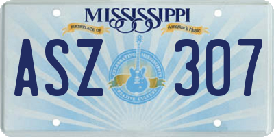 MS license plate ASZ307