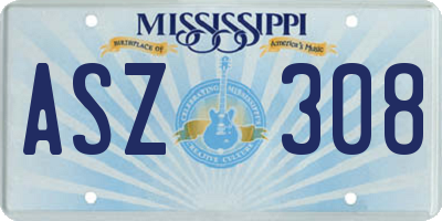 MS license plate ASZ308