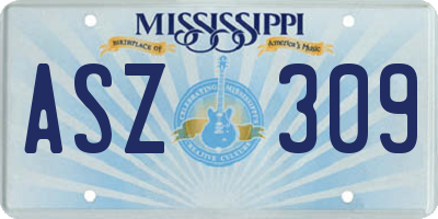 MS license plate ASZ309