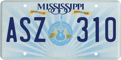 MS license plate ASZ310