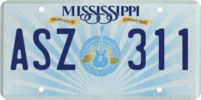 MS license plate ASZ311
