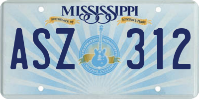 MS license plate ASZ312