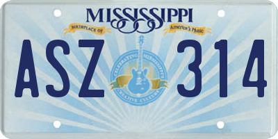 MS license plate ASZ314