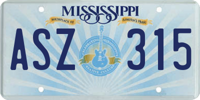 MS license plate ASZ315