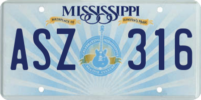 MS license plate ASZ316