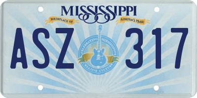 MS license plate ASZ317