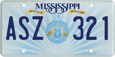 MS license plate ASZ321