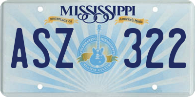 MS license plate ASZ322